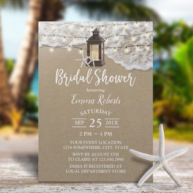 Invitación Rustic Beach Lantern String ilumina la ducha de no (Subido por el creador)