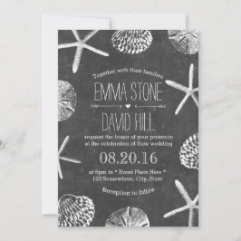 Invitación Rustic Beach Seasheles Vintage Chalkboard Boda