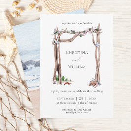 Invitación Rustic Beach Watercolor Driftwood Boda Arch Inv