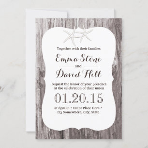 Invitación Rustic Beach Wedding Starfish Driftwood