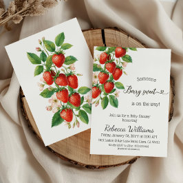 Invitación Rustic Berry Sweet Strawberry Red Baby Shower