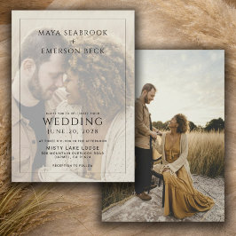 Invitación Rustic Black And White Overlay Photo Wedding