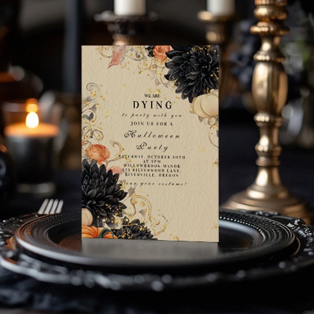 Invitación Rustic Black Dahlia Halloween Party (Subido por el creador)