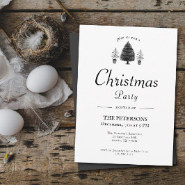 Invitación Rustic Black & White Christmas Tree Christmas