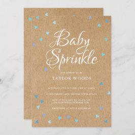 Invitación Rustic Blue Love Hearts Baby Boy