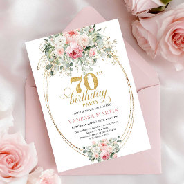 Invitación Rustic Blush and Gold 70th Birthday Invitation