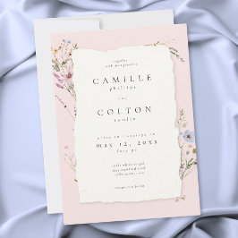 Invitación Rustic Blush Pink Romantic Wildflower Wedding