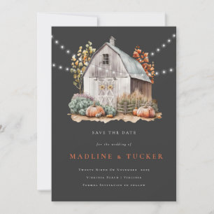 Invitación Rustic Boda Barn String Lights Save the Date