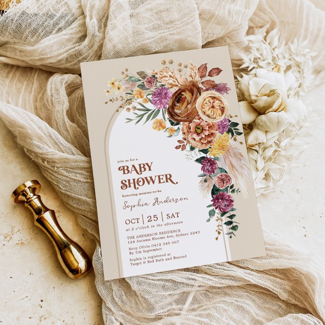 Invitación Rustic Boho Fall Garden Floral Baby Shower (Subido por el creador)