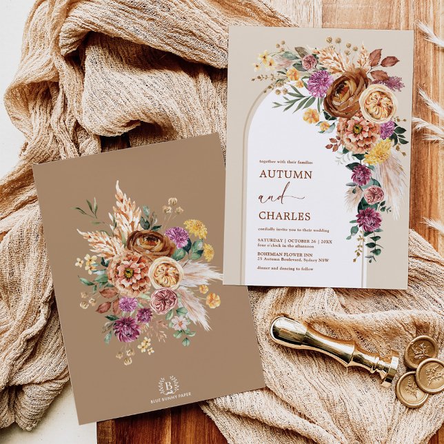 Invitación Rustic Boho Fall Garden Floral Wedding (Subido por el creador)