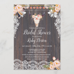 Invitación Rustic Boho Floral and String Lights Brights Showe