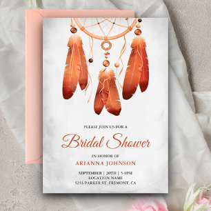 Invitación Rustic Boho Peach Dream Catcher Bridal Shower