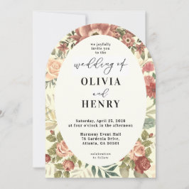Invitación Rustic Boho Red Roses Floral Wedding