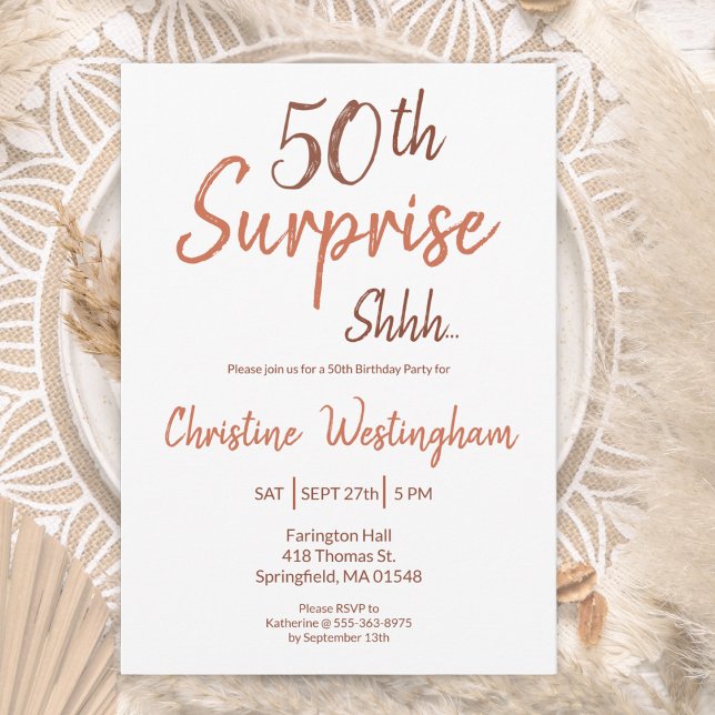 Invitación Rustic Boho Surprise 50th Birthday Invitation (Subido por el creador)