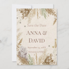 Invitación Rustic Boho Winter Save the Date with Pampas Grass
