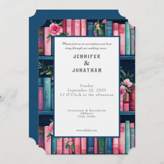 Invitación Rustic Book Lovers Print Wedding Invitation