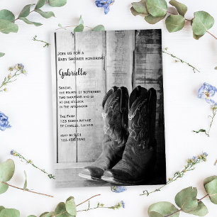 Invitación Rustic Boots Country Western Baby Shower