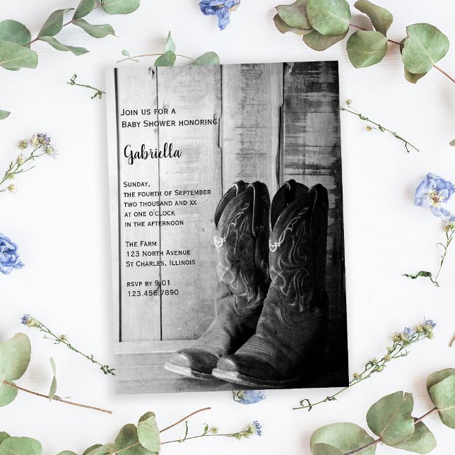 Invitación Rustic Boots Country Western Baby Shower (Subido por el creador)