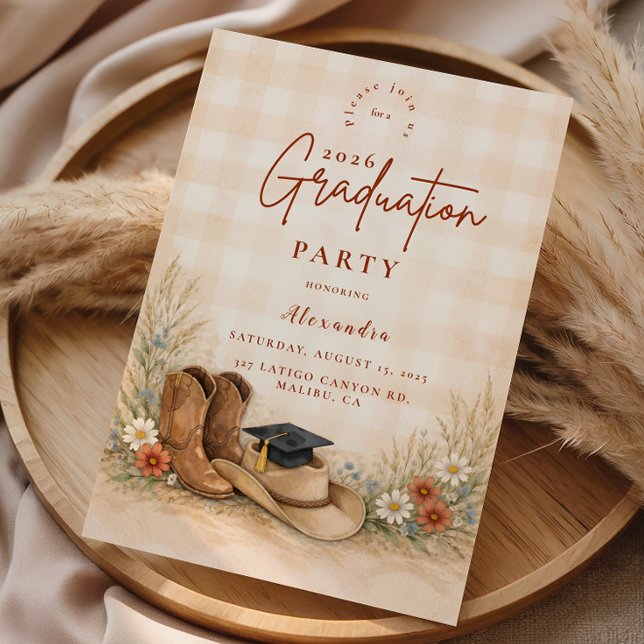 Invitación Rustic Boots Graduation Party (Subido por el creador)