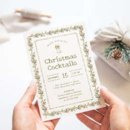 Invitación Rustic Botanical Green Christmas Party Invitation