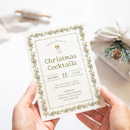 Invitación Rustic Botanical Green Christmas Party Invitation