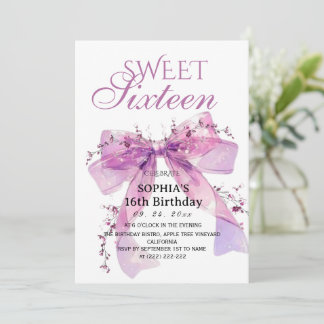 Invitación Rustic Bow Sweet 16 Birthday