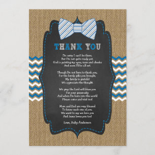 Invitación Rustic Bow Tie Bebé ducha poema de agradecimiento