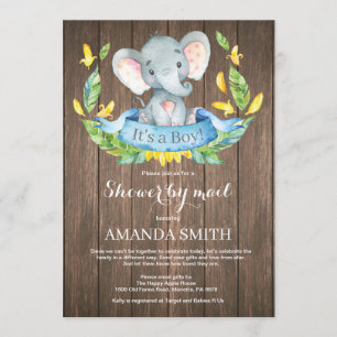 Invitación Rustic Boy Elephant Baby Shower por correo