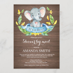 Invitación Rustic Boy Elephant Baby Shower por correo