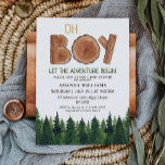 Invitación Rustic Boy Woodland Baby Shower<br><div class="desc">Cálido y único -niño- "que la aventura empiece" invitación a la ducha de bebé en el bosque</div>