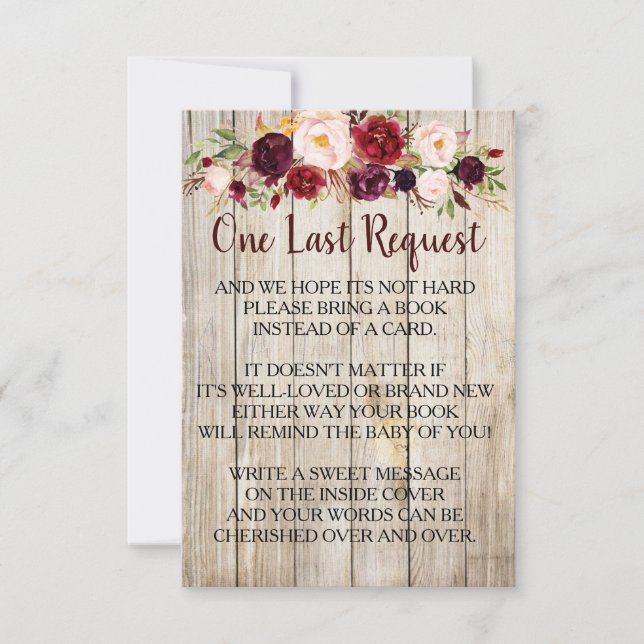 Invitación Rustic Bring un libro en lugar de Baby Shower de t (Anverso)