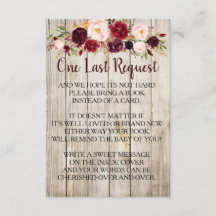 Rustic Bring un libro en lugar de Baby Shower de t