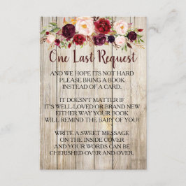 Invitación Rustic Bring un libro en lugar de Baby Shower de t