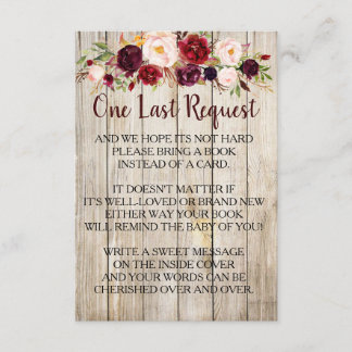 Invitación Rustic Bring un libro en lugar de Baby Shower de t