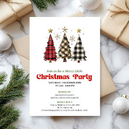 Invitación Rustic buffalo plaid Christmas tree holiday invite