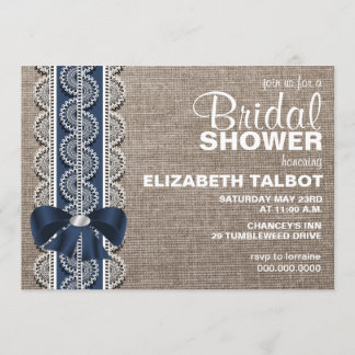 Invitación Rustic Burlap, Lace & Bow Bridal Shower