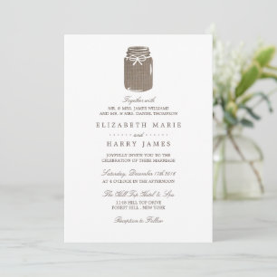Invitación Rustic Burlap Mason Jar Boda