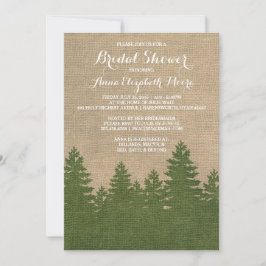 Invitación Rustic Burlap Pine Trees la ducha de invierno