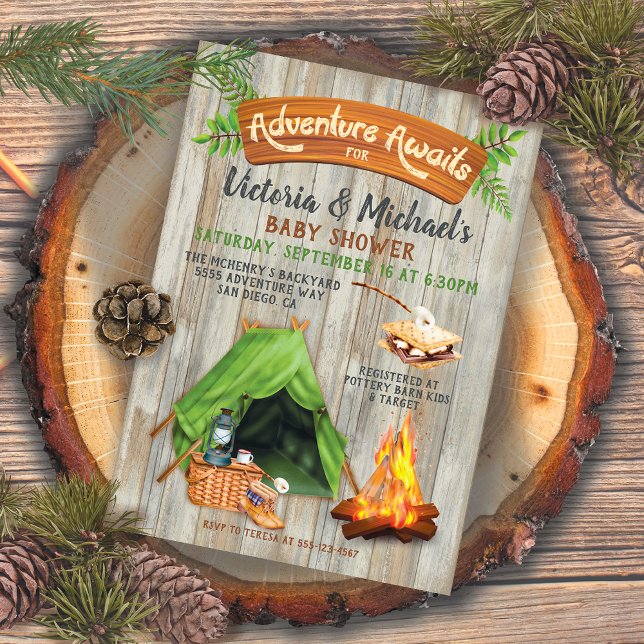 Invitación Rustic Camping Adventure Baby Shower (Subido por el creador)