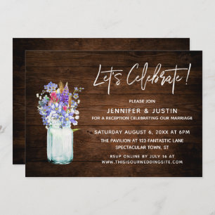 Invitación Rustic celebremos flores silvestres en Mason Jar