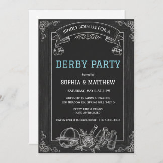 Invitación Rustic Chalkboard Derby Party Invitation