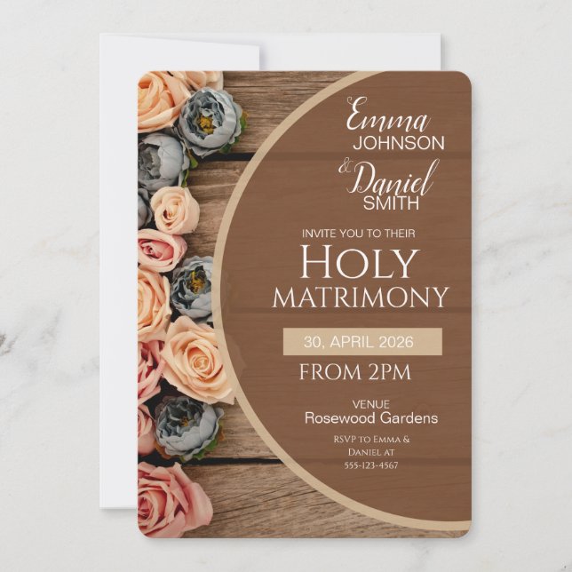 Invitación Rustic Charm Holy Matrimony Wedding Invitation (Anverso)