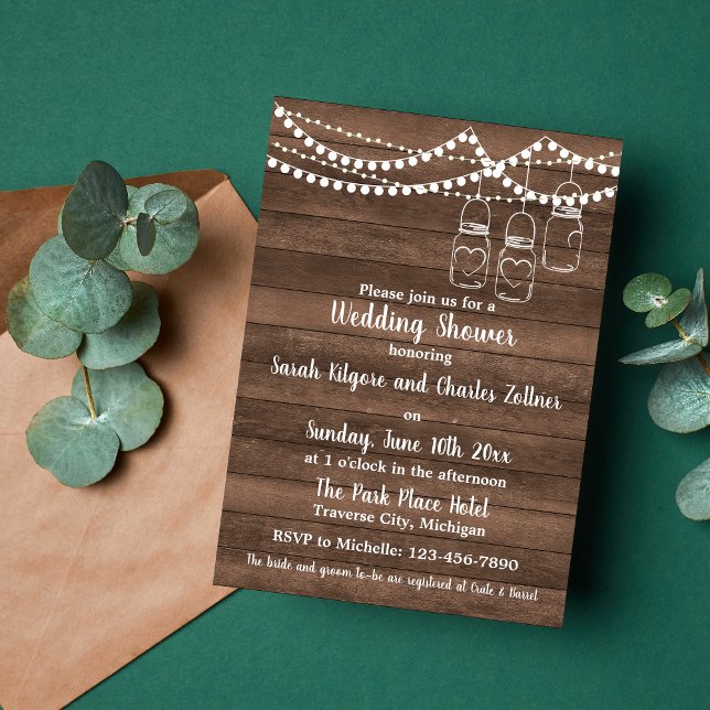 Invitación Rustic Charm String ilumina la ducha de la pareja (Subido por el creador)