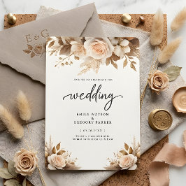 Invitación Rustic Chic Boho Blush Floral Wedding