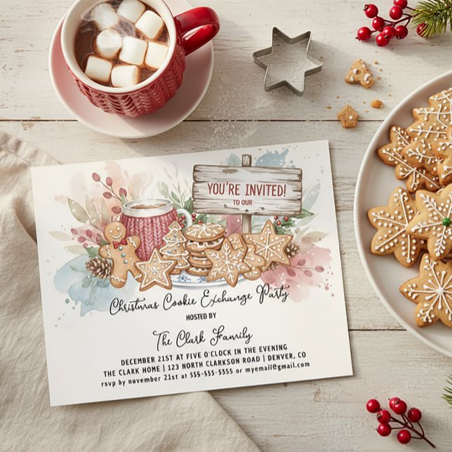 Invitación Rustic Christmas Cookie Exchange Party Design (Subido por el creador)