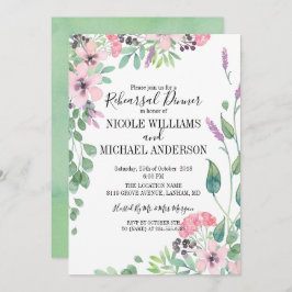 Invitación RUSTIC color de agua rosada raudal Ensayo Cena