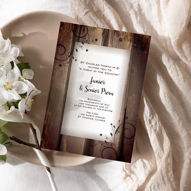 Invitación Rustic Country Barn Wood Junior / Senior Prom (Subido por el creador)