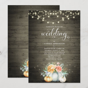 Invitación Rustic Country String enciende la calabaza Boda Ca