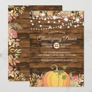 Invitación Rustic Country String enciende la calabaza Día de 
