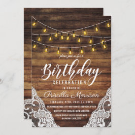 Invitación Rustic Country String ilumina el cumpleaños de Woo